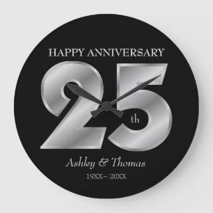 Reloj Redondo Grande Números de plata brillantes