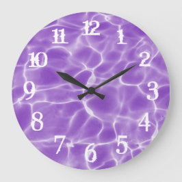 Reloj Redondo Grande Números de Salpicadura Blanca Piscina Morada