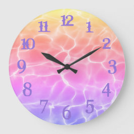 Reloj Redondo Grande Números de Salpicadura Morada Arcoíris Piscina de 