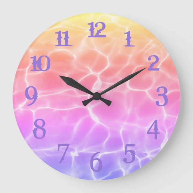 Reloj Redondo Grande Números de Salpicadura Morada Arcoíris Piscina de  (Anverso)