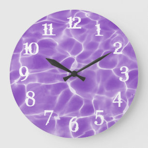 Reloj Redondo Grande Números de salpicaduras blancas Piscina Púrpura