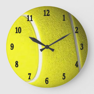 Reloj Redondo Grande Números del negro de la pelota de tenis