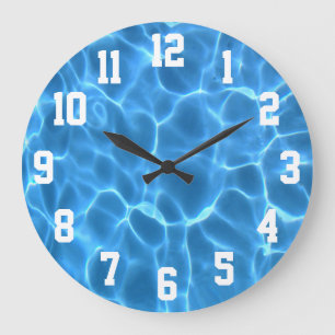 Reloj Redondo Grande Números deportivos blancos Foto de piscina azul ac