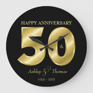 Reloj Redondo Grande Números dorados brillantes