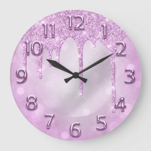 Reloj Redondo Grande Números en árabe Aumentos elegantes Purpurina ro