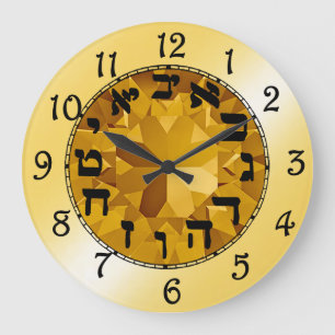 Reloj Redondo Grande Números hebreos 