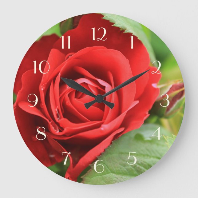 Reloj Redondo Grande Números ligeros florales de la flor hermosa del (Anverso)
