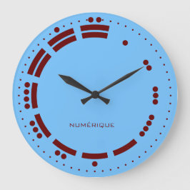 Reloj Redondo Grande Números Mayas Azules y Rojos Antiguos Arte Minimal