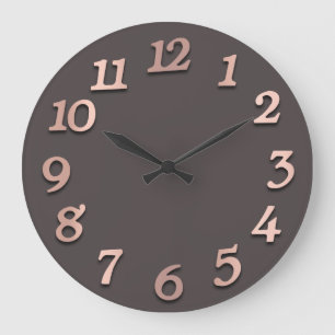 Reloj Redondo Grande Números mínimos en árabe Rosa Grafito de oro gr