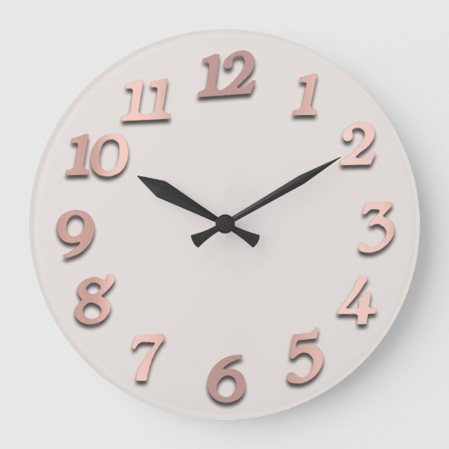 Reloj Redondo Grande Números mínimos en árabe Subió Rubor Gray Gold (Anverso)