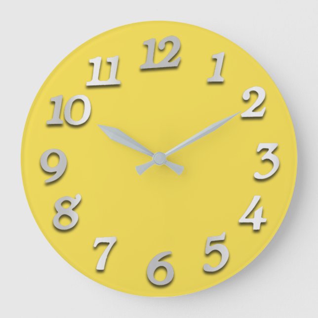 Reloj Redondo Grande Números mínimos Gris Amarillo Gris Canario Elegant (Anverso)