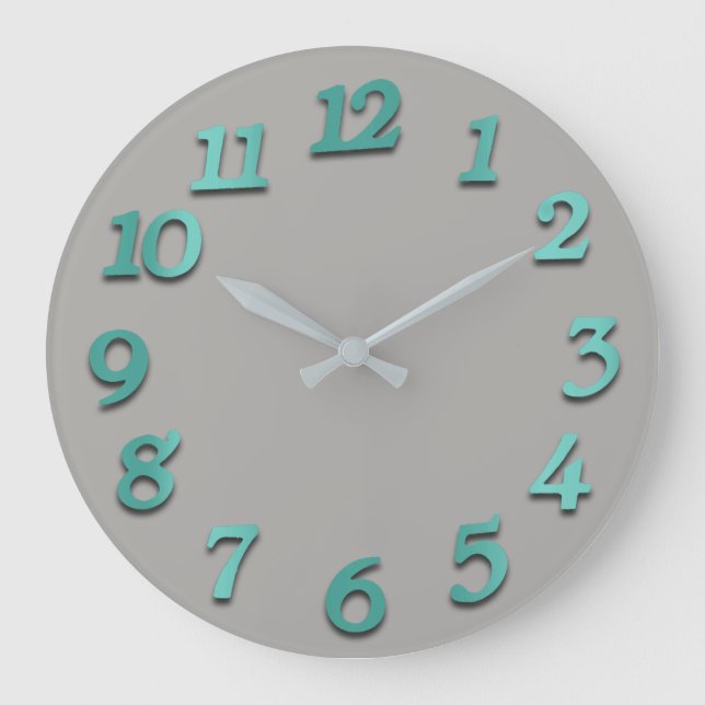 Reloj Redondo Grande Números mínimos Gris Verde Gris Verde Verde azulad (Anverso)