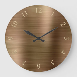 Reloj Redondo Grande Números mínimos metálicos de bronce de los