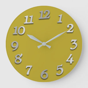 Reloj Redondo Grande Números mínimos Mostaza 3D Gris Gris Gris Amaril