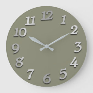Reloj Redondo Grande Números mínimos Pastel gris gris plateado gris Kha