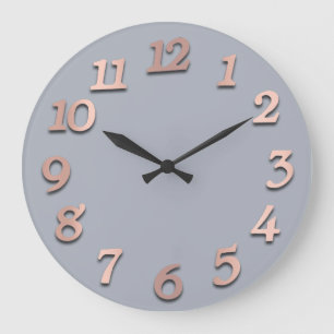 Reloj Redondo Grande Números mínimos Rosa 3D de metal gris azul dorad
