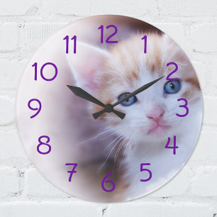 Reloj Redondo Grande Números Morados para Tu Foto