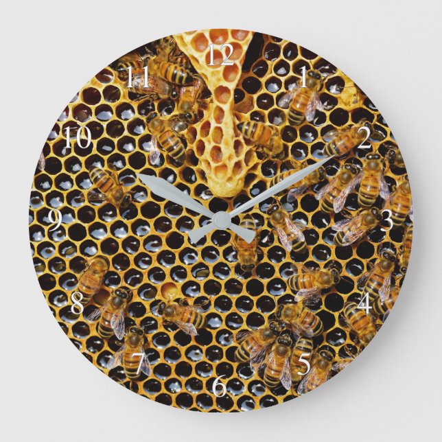 Reloj Redondo Grande Números pequeños de abejas y abejas (Anverso)