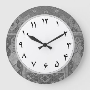 Reloj Redondo Grande Números persas grises numéricos farsi