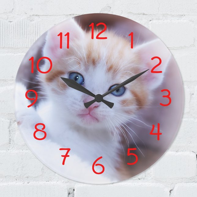 Reloj Redondo Grande Números rojos modernos para tu foto (Subido por el creador)
