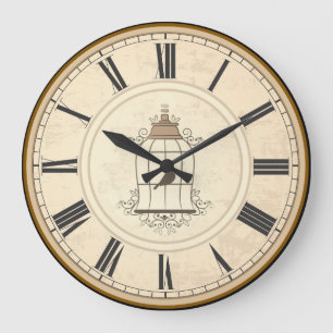 RELOJ REDONDO GRANDE NÚMEROS ROMANOS ANTIGUOS TIEMPO RÚSTICO