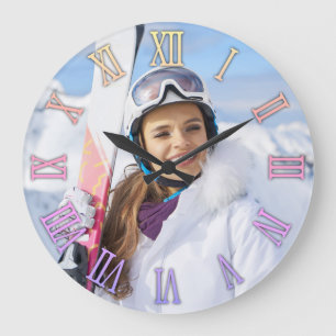 Reloj Redondo Grande Números Romanos con Gradiente de Arcoíris Pastel p