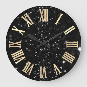 Reloj Redondo Grande Números romanos de Champaig del grafito del oro