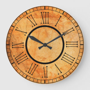 Reloj Redondo Grande Números romanos de la pared de ladrillos dorados d