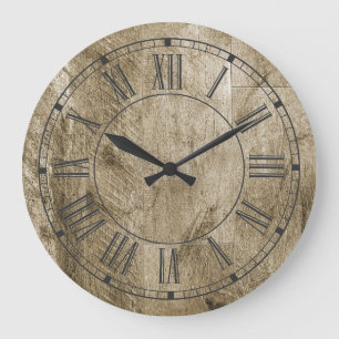 Reloj Redondo Grande Números Romanos de Madera Rústica Casa de Campo
