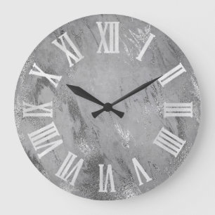 Reloj Redondo Grande Números romanos de plata grises del gris de plata