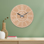 Reloj Redondo Grande Números romanos del primer aniversario del periódi<br><div class="desc">El regalo tradicional del primer año es el papel y la idea moderna de regalo es el reloj. Combinar ambos relojes de pared con fondo de textura de papel es un regalo único para el primer aniversario del boda.</div>