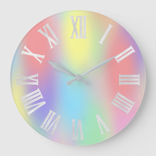 Reloj Redondo Grande Números romanos en el arco iris holográfico Unicor (Anverso)