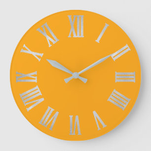 Reloj Redondo Grande Números romanos grisáceos grisáceos de plata gr
