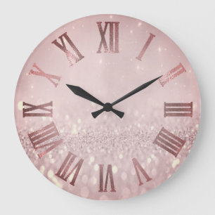 Reloj Redondo Grande Números romanos metálicos de Rubor Purpurina de Ma