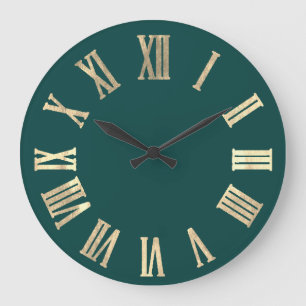 Reloj Redondo Grande Números romanos mínimos metálicos del falso oro