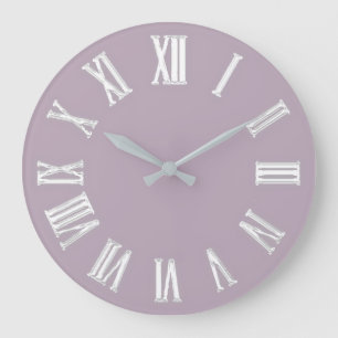 Reloj Redondo Grande  Números romanos mínimos metálicos Gris platead