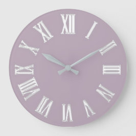 Reloj Redondo Grande Números romanos mínimos metálicos Gris plateado