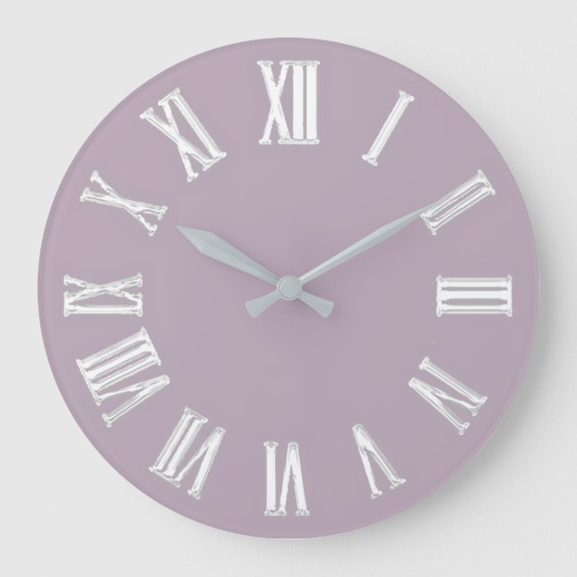 Reloj Redondo Grande Números romanos mínimos metálicos Gris plateado (Anverso)