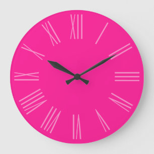 Reloj Redondo Grande Números Romanos Monocromáticos Rosa Profundo