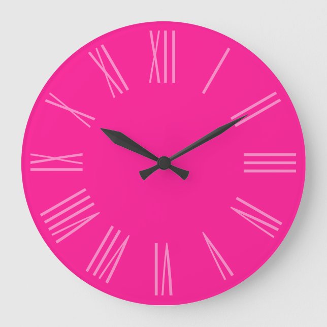 Reloj Redondo Grande Números Romanos Monocromáticos Rosa Profundo (Anverso)