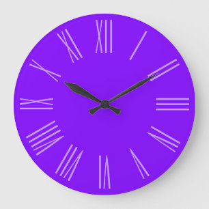 Reloj Redondo Grande Números romanos monocromáticos violetas