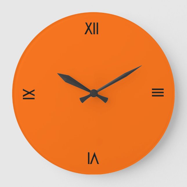 Reloj Redondo Grande Números romanos Naranjas sólidos (Anverso)