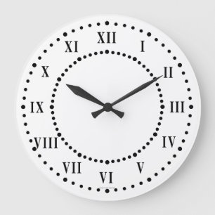 Reloj Redondo Grande Números romanos negrita con puntos guía