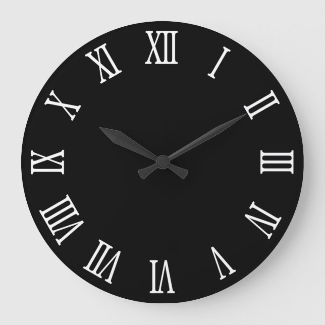 Reloj Redondo Grande Números romanos negrita en blanco y negro (Anverso)