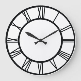 Reloj Redondo Grande Números romanos negros en círculo