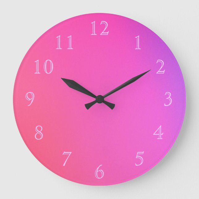 Reloj Redondo Grande Números rosados en rosa (Anverso)