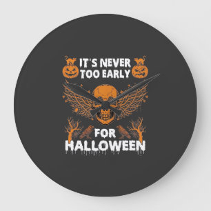 Reloj Redondo Grande Nunca Es Demasiado Temprano Halloween Cráneo Vid W