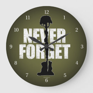 Reloj Redondo Grande Nunca Olvides (Día de los Caídos)