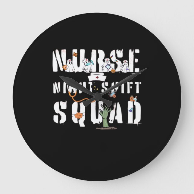 Reloj Redondo Grande Nurs Night Shift Halloween Squad Classic T-Shirt (Anverso)