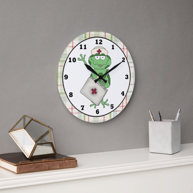 Reloj Redondo Grande Nurse Frog Cartoon Clock (Oficina)